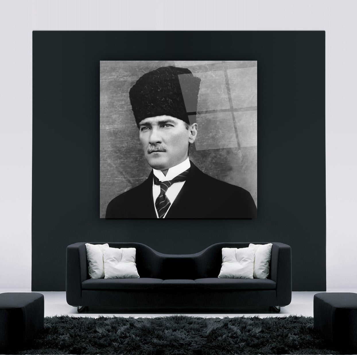 Atatürk Kare Cam Tablo