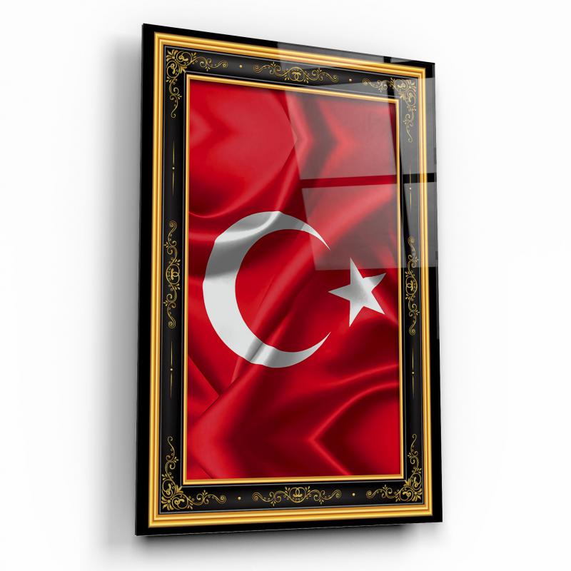 Türk Bayrağı Dikey Cam Tablo