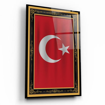 Türk Bayrağı Dikey Cam Tablo