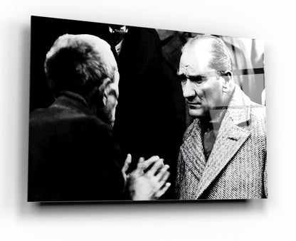 Atatürk ve Köylü Yatay Cam Tablo