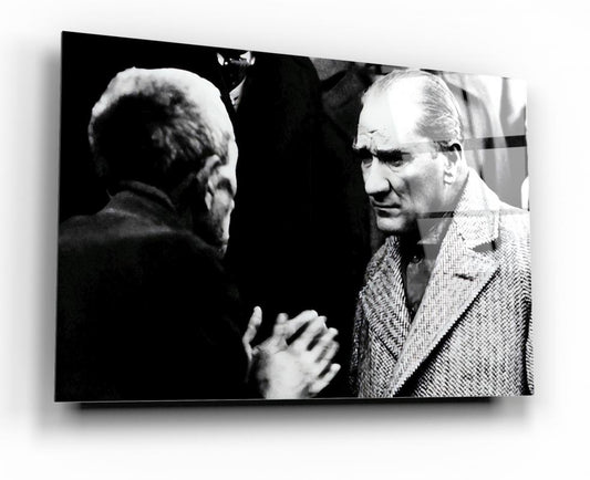Atatürk ve Köylü Yatay Cam Tablo