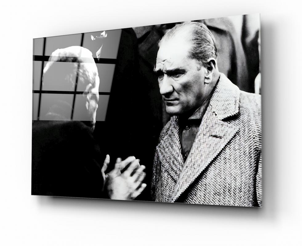 Atatürk ve Köylü Yatay Cam Tablo