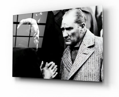 Atatürk ve Köylü Yatay Cam Tablo