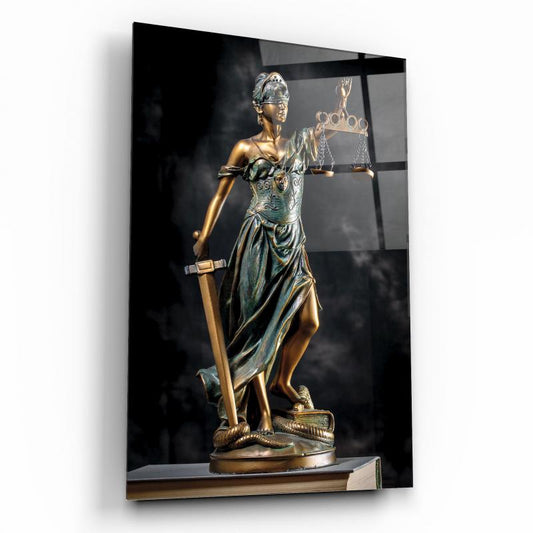 Themis Heykeli Dikey Cam Tablo