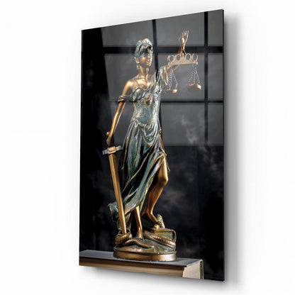 Themis Heykeli Dikey Cam Tablo