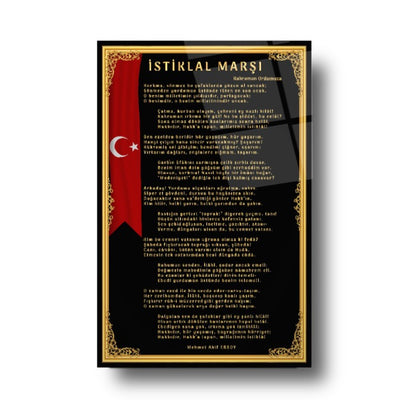 İstiklal Marşı Dikey Cam Tablo