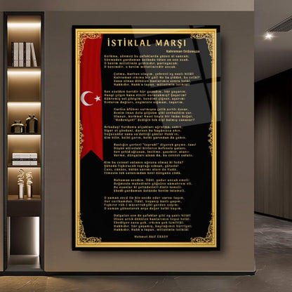 İstiklal Marşı Dikey Cam Tablo