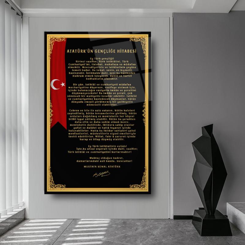 Gençliğe Hitabe Dikey Cam Tablo