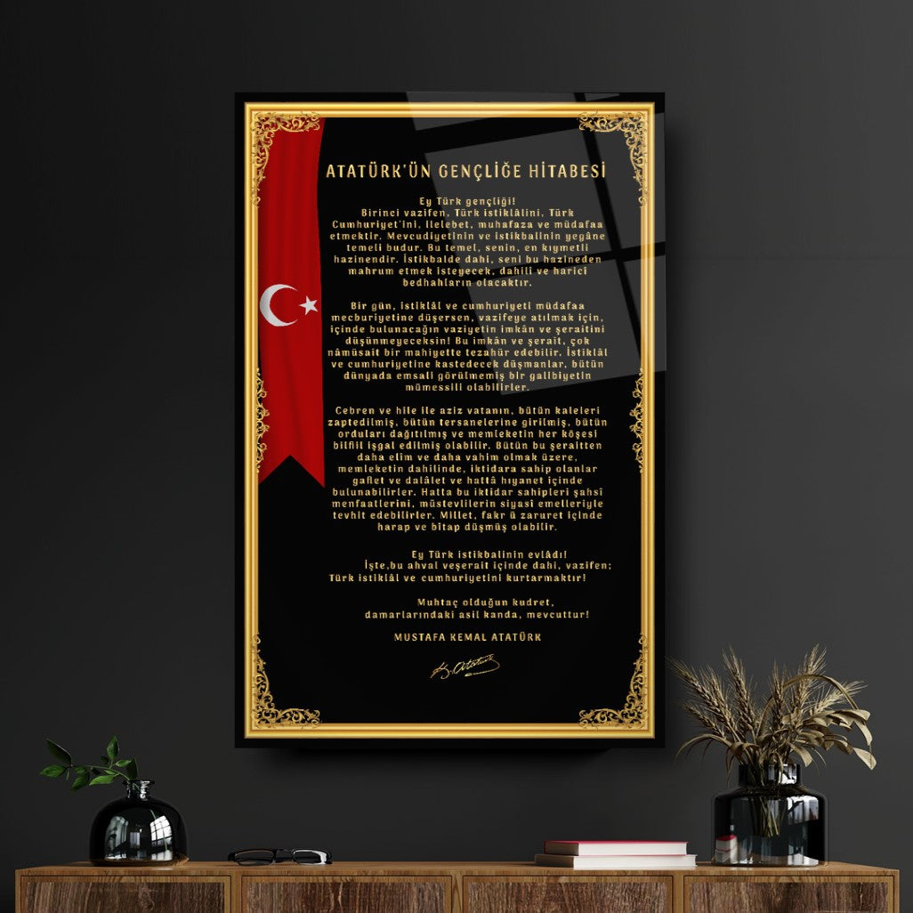 Gençliğe Hitabe Dikey Cam Tablo