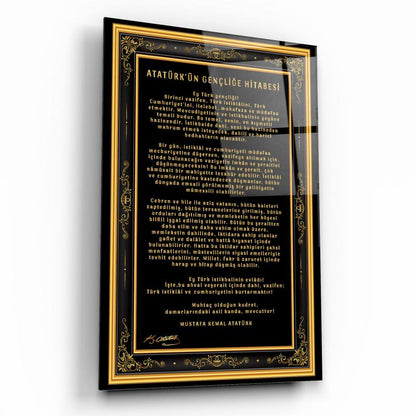 Atatürk’ün Gençliğe Hitabesi Dikey Cam Tablo
