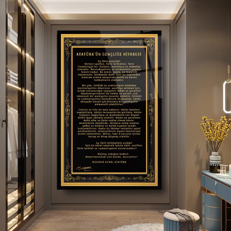 Atatürk’ün Gençliğe Hitabesi Dikey Cam Tablo