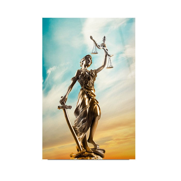 Themis Heykeli Dikey Cam Tablo
