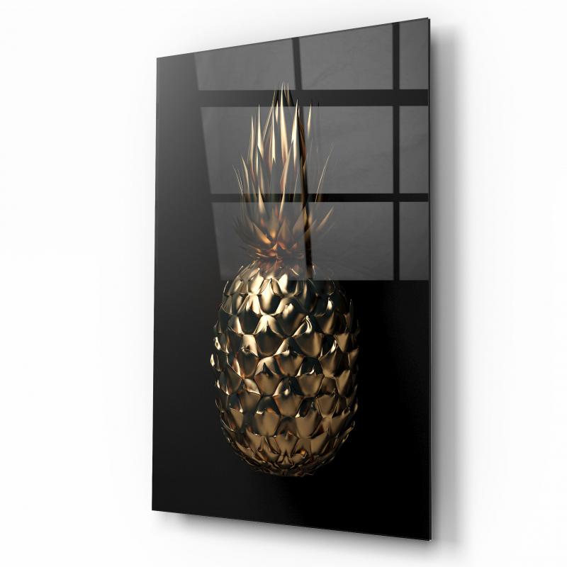 Gold Ananas Dikey Cam Tablo