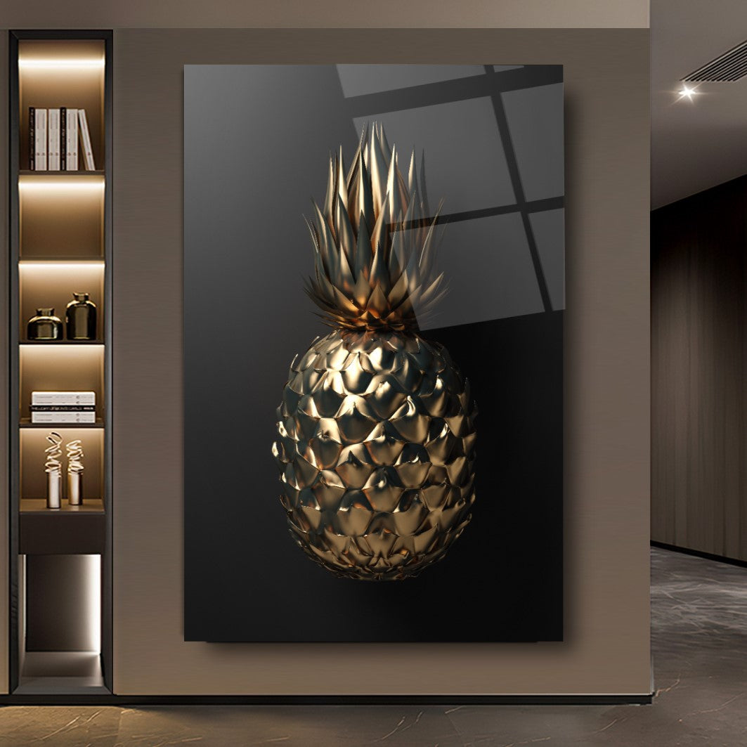 Gold Ananas Dikey Cam Tablo