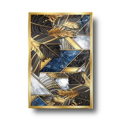 Gold Yapraklar Dikey Cam Tablo