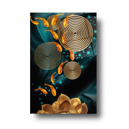Gold Balıklar Dikey Cam Tablo