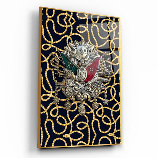 Osmanlı Tuğrası Dikey Cam Tablo