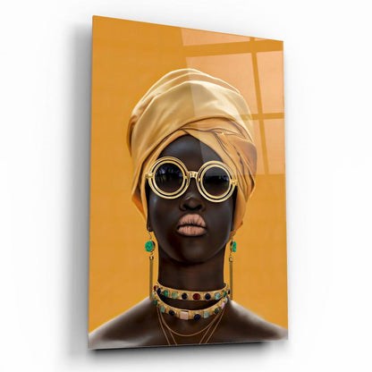 Afrikalı Kadın Dikey Cam Tablo
