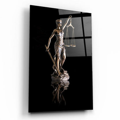 Themis Heykeli Dikey Cam Tablo
