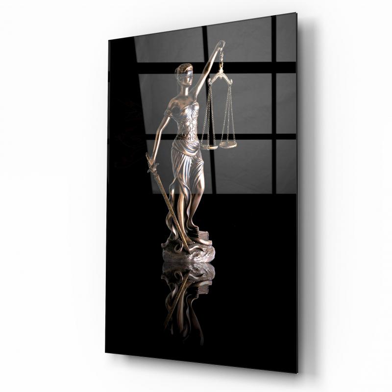 Themis Heykeli Dikey Cam Tablo