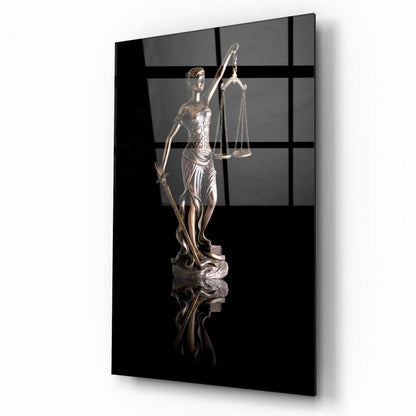 Themis Heykeli Dikey Cam Tablo
