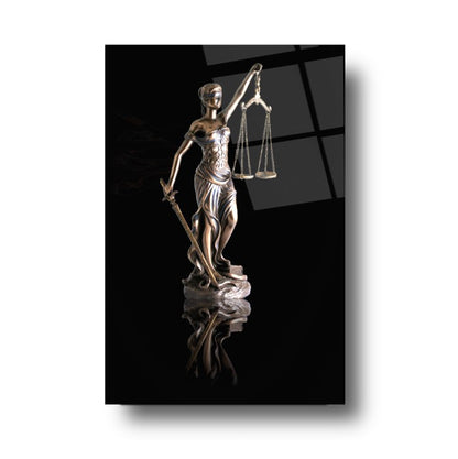 Themis Heykeli Dikey Cam Tablo