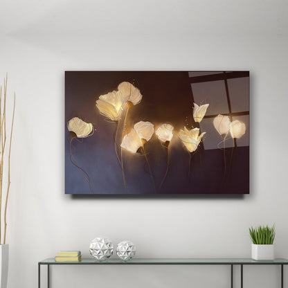 Ateş Çiçekleri Yatay Cam Tablo