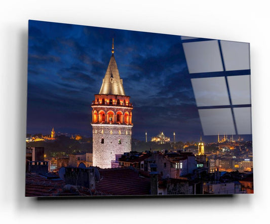 Galata Kulesi Yatay Cam Tablo