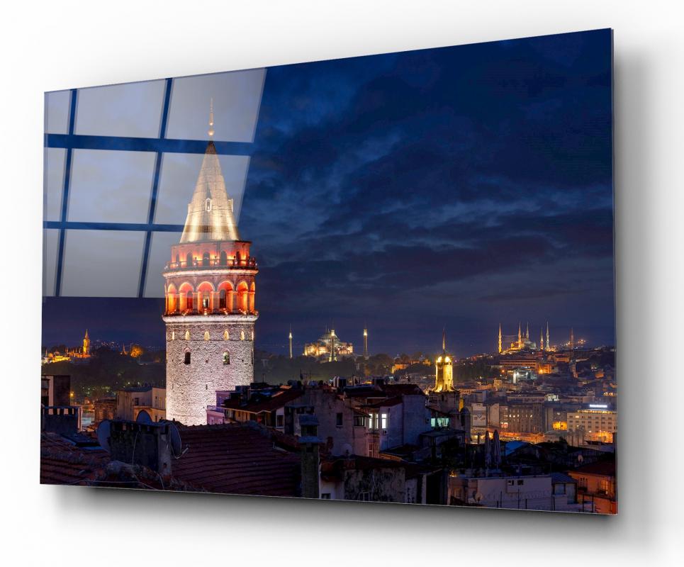 Galata Kulesi Yatay Cam Tablo