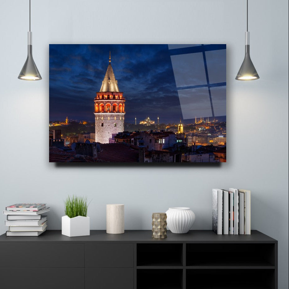 Galata Kulesi Yatay Cam Tablo