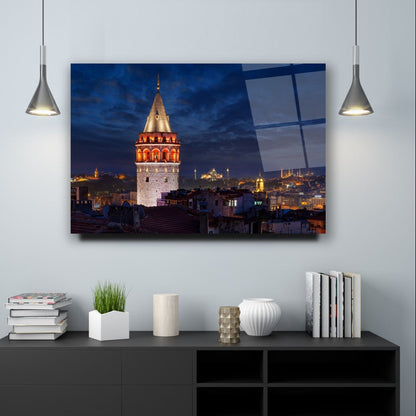 Galata Kulesi Yatay Cam Tablo