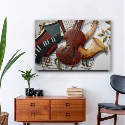 Müzik Enstrümanları Yatay Cam Tablo
