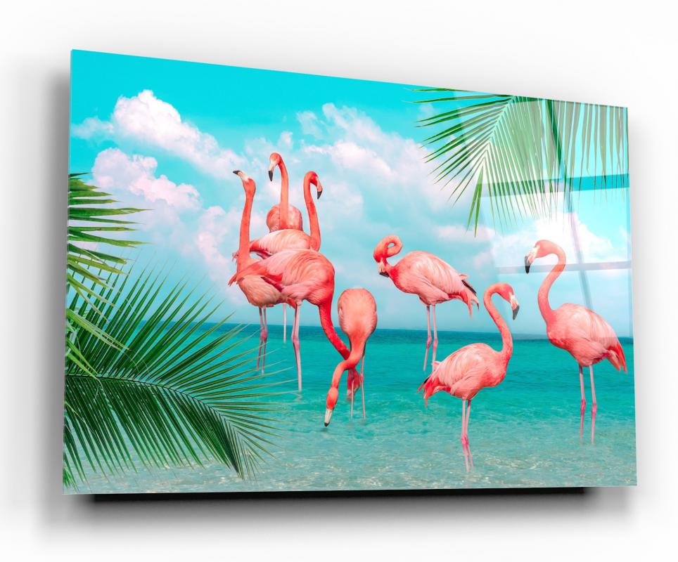 Flamingolar Yatay Cam Tablo