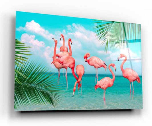 Flamingolar Yatay Cam Tablo