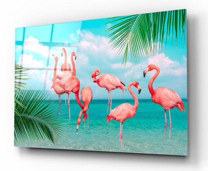 Flamingolar Yatay Cam Tablo