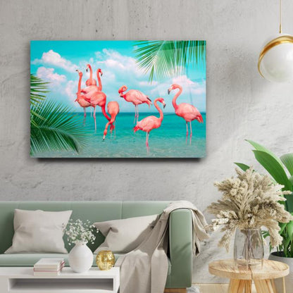 Flamingolar Yatay Cam Tablo
