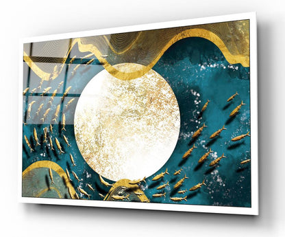 Gold Desenler Yatay Cam Tablo