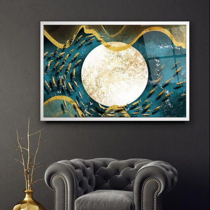 Gold Desenler Yatay Cam Tablo