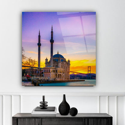 İstanbul Cami Manzarası Kare Cam Tablo
