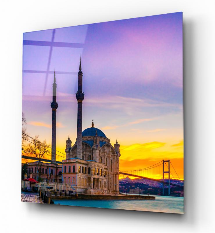 İstanbul Cami Manzarası Kare Cam Tablo
