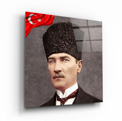 Atatürk Kare Cam Tablo