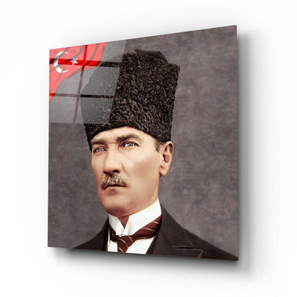 Atatürk Kare Cam Tablo