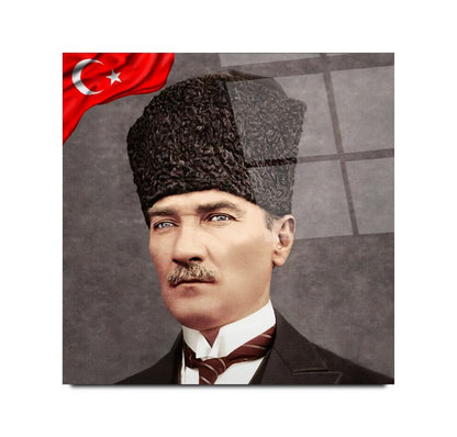 Atatürk Kare Cam Tablo