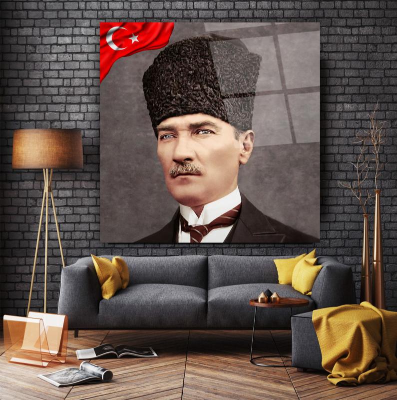 Atatürk Kare Cam Tablo