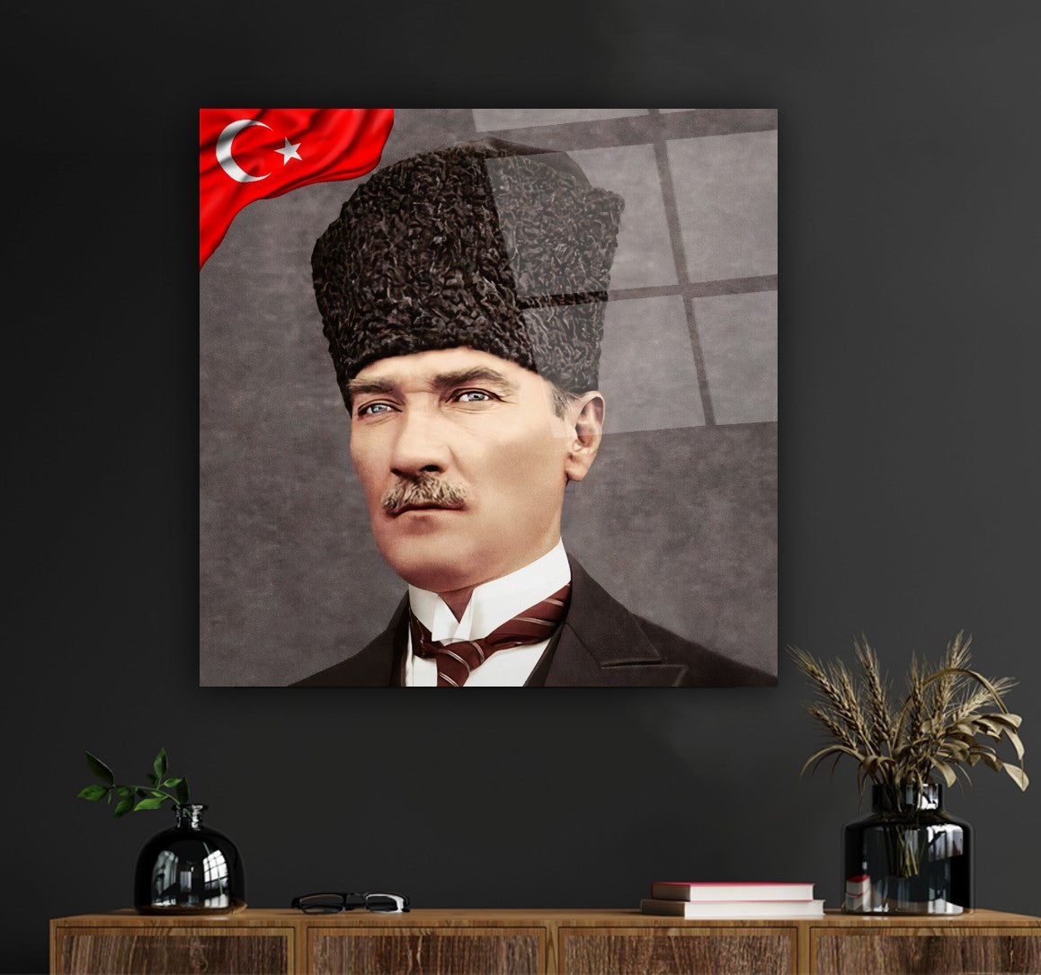 Atatürk Kare Cam Tablo
