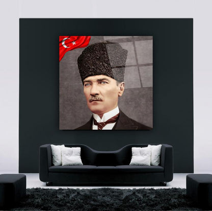 Atatürk Kare Cam Tablo