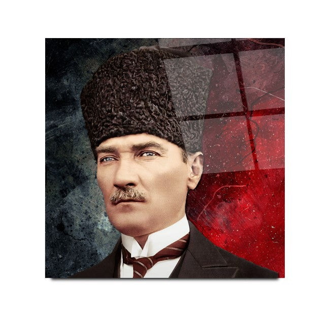 Atatürk Kare Cam Tablo