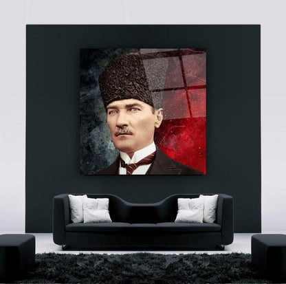 Atatürk Kare Cam Tablo