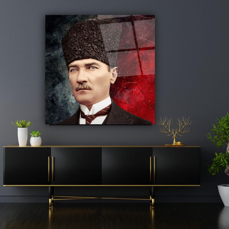 Atatürk Kare Cam Tablo