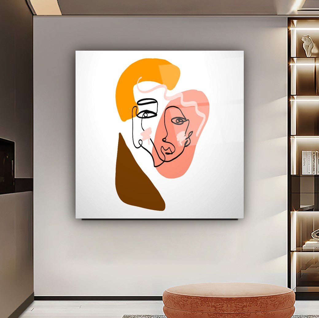 Minimal Portreler Kare Cam Tablo